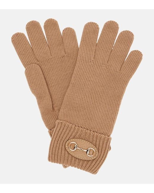 Gants Horsebit En Laine Gucci en coloris Natural