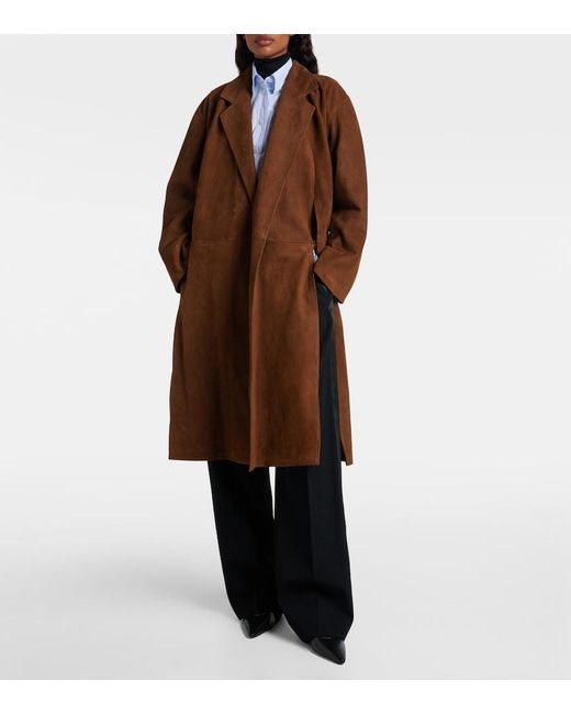 The Row Brown Serenis Suede Coat