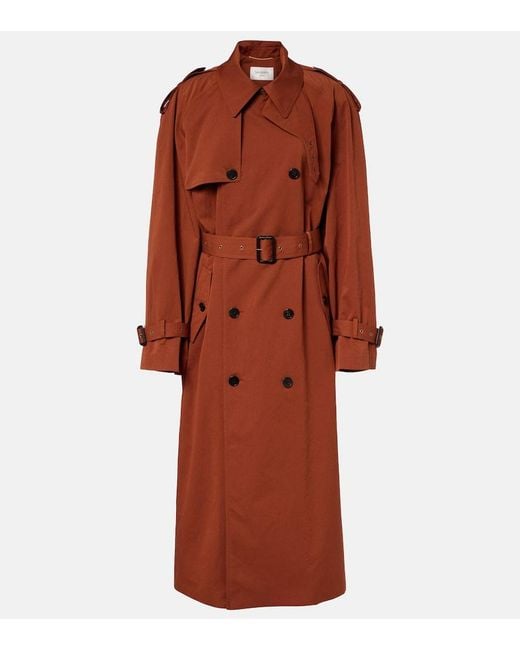 Saint Laurent Brown Oversized Cotton And Silk Trench Coat