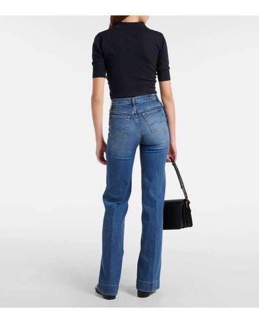 7 For All Mankind Blue High-Rise Flared Jeans Modern Dojo