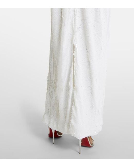 Robe Longue A Ornements Et Plumes Self-Portrait en coloris White