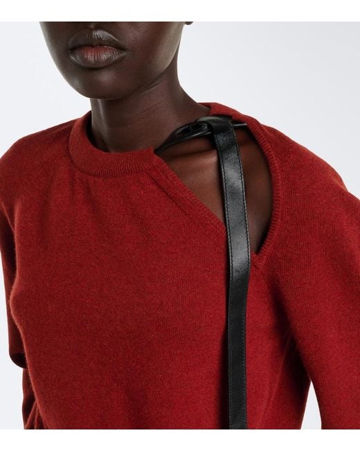 Ferragamo Red Cutout Wool And Cashmere-Blend Sweater