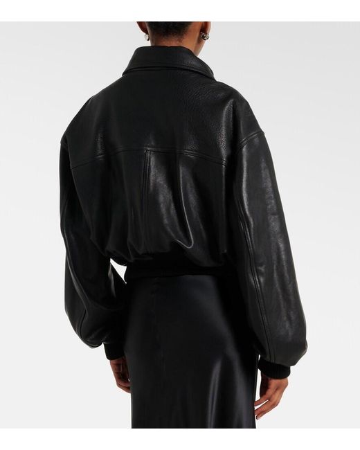 Nour Hammour Black Briar Leather Bomber Jacket