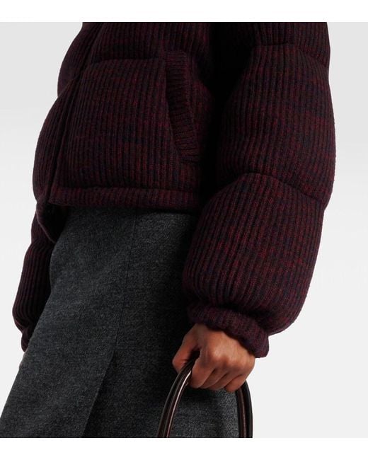 Prada Purple Cropped Wool And Cashmere Down Jacket