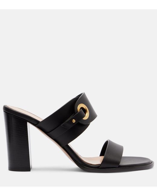 Gianvito Rossi Black 85 Leather Mules