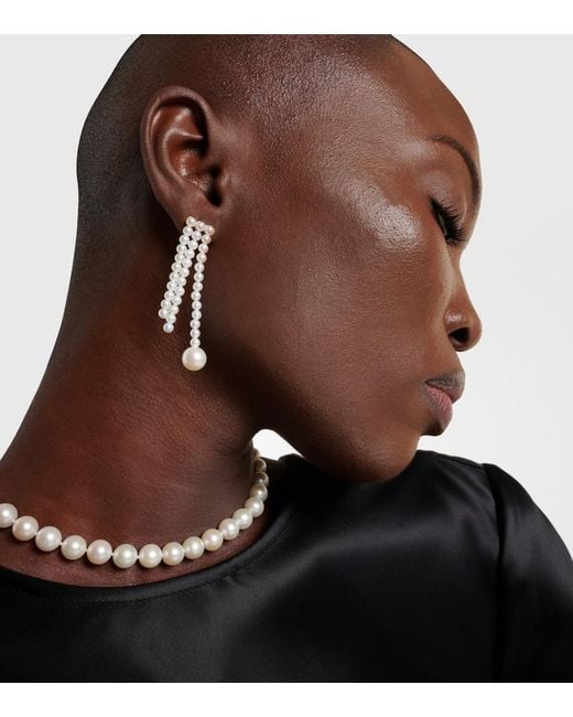 Sophie Bille Brahe White La Valse 14Kt Earrings With Pearls