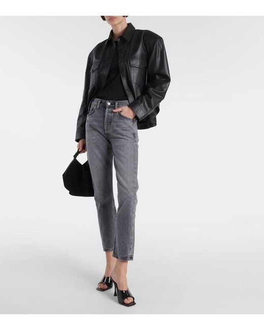 Citizens of Humanity Gray Charlotte High-Rise Straight Jeans