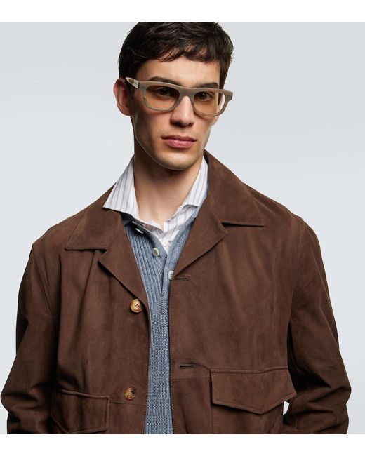 Brunello Cucinelli Metallic Rectangular Glasses for men