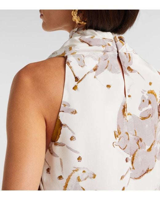 Altuzarra Natural Sleary Draped Silk Top