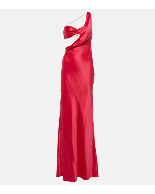 The Sei Red One-shoulder Silk Gown