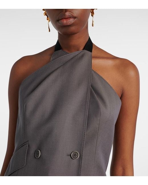 Max Mara Gray Cali Halterneck Virgin Wool Vest
