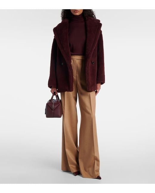 Max Mara Red Olga Apaca, Wool And Silk Peacoat