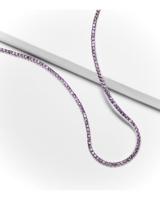 Collier En Or Blanc 14 Ct Et Saphirs Lilas Roxanne First en coloris Metallic