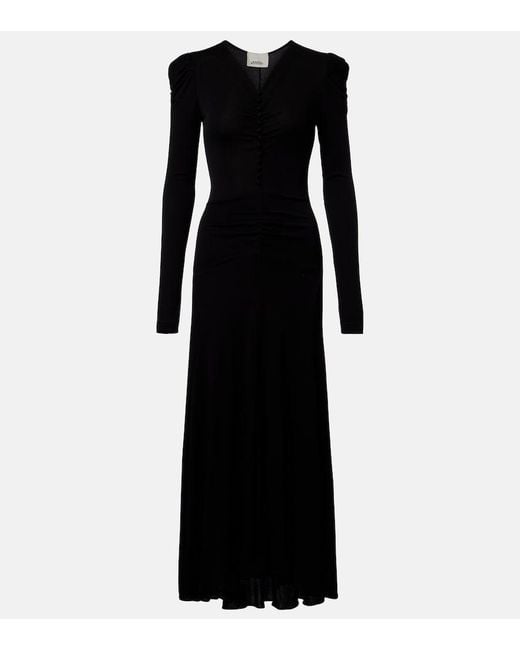Isabel Marant Black Nejma Gathered Midi Dress