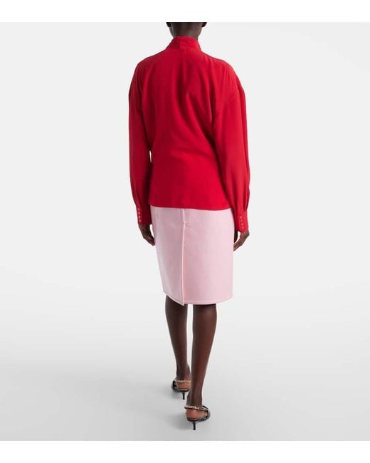 Gucci Red Bow-Detail Silk Blouse