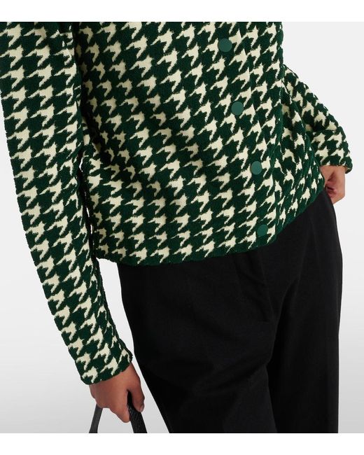 Burberry Green Houndstooth Cotton-Blend Cardigan