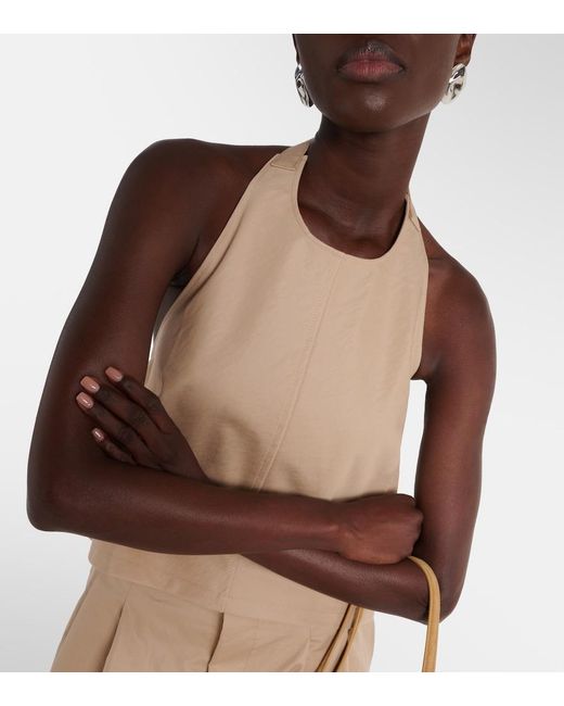 Wardrobe NYC Natural Halterneck Cotton-Blend Drill Top