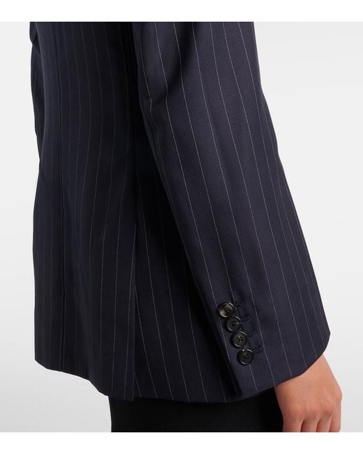 Givenchy Blue Pinstripe Double-Breasted Wool Blazer