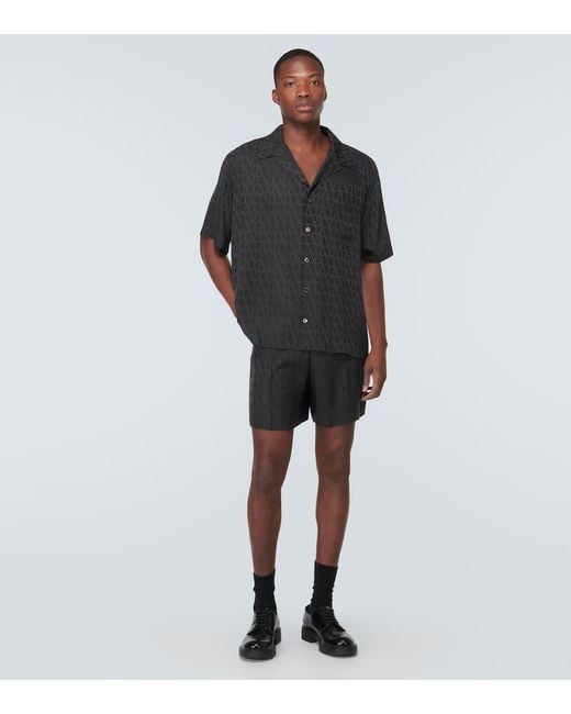 Valentino Gray Toile Iconographe Silk Shorts for men