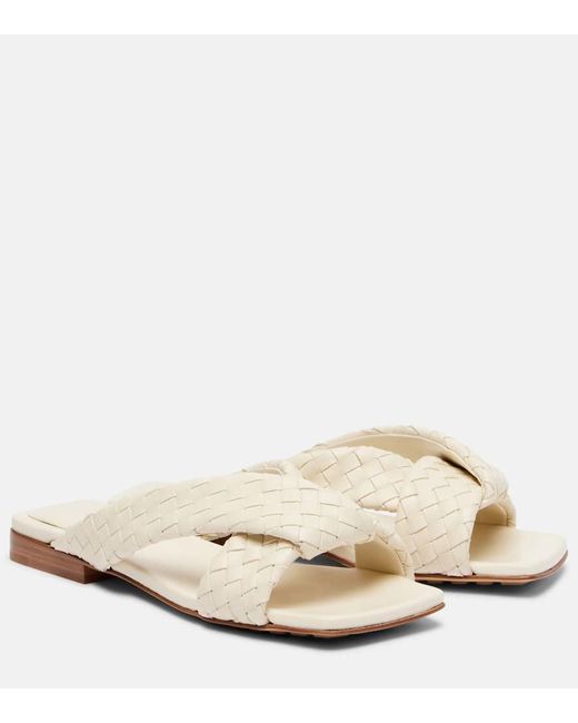 Bottega Veneta Natural Riva Intrecciato Leather Sandals