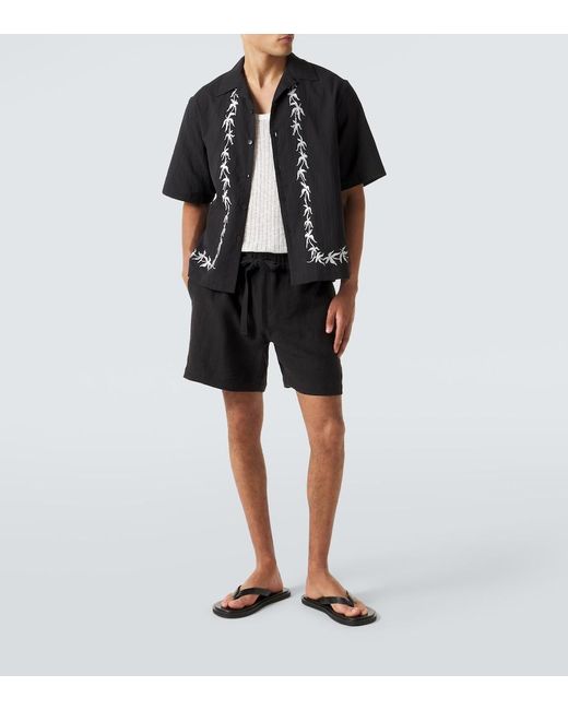 Commas Black Embroidered Bowling Shirt for men