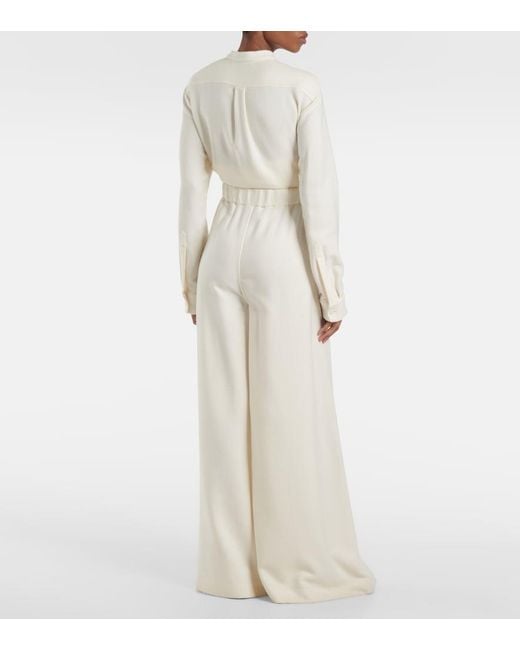 Gabriela Hearst White Gelos Wool And Silk Jacquard Palazzo Pants