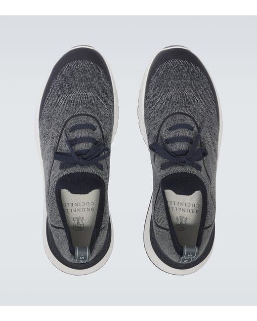 Brunello Cucinelli Sneakers Aus Strick in Blue für Herren