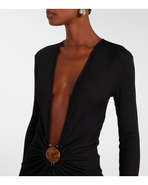 Christopher Esber Black Gathered Jersey Maxi Dress