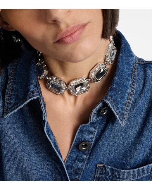 Self-Portrait White Crystal-Embellished Choker