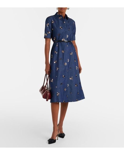 Altuzarra Blue Kieran Embellished Denim Shirt Dress