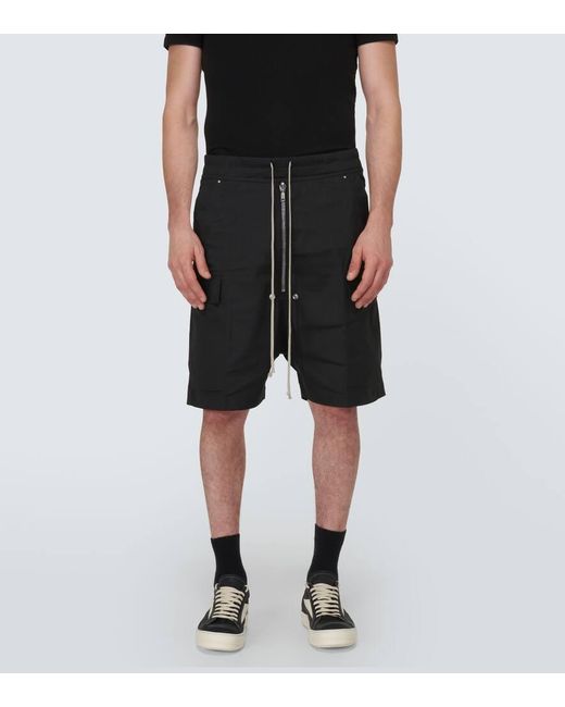 Rick Owens Black Cargobela Cotton-blend Shorts for men