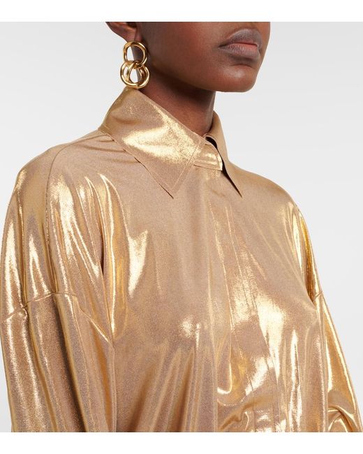 Norma Kamali Metallic Shirt Minidress