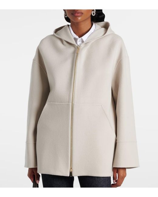 Max Mara Natural Romino Virgin Wool Zip-Up Hoodie
