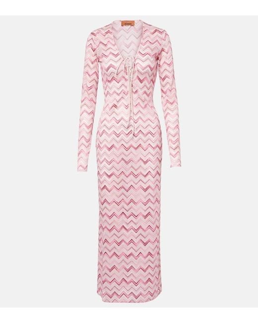 Missoni Pink Maxikleid Aus Haekelstrick