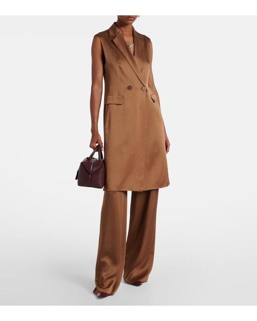 Max Mara Brown Afgano Belted Satin Jacket
