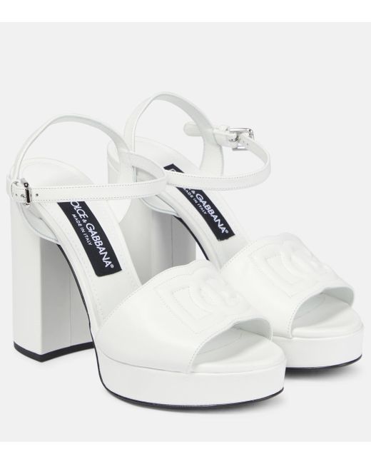 Dolce & Gabbana White Dg Leather Sandals