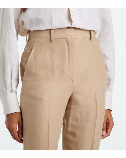 Loro Piana Natural Neo Derk Linen Crepe Straight Pants