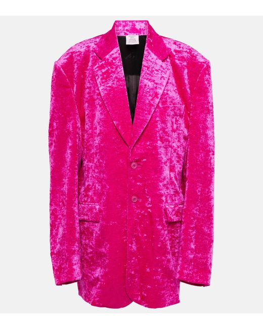 Vetements Pink Oversized Velvet Blazer