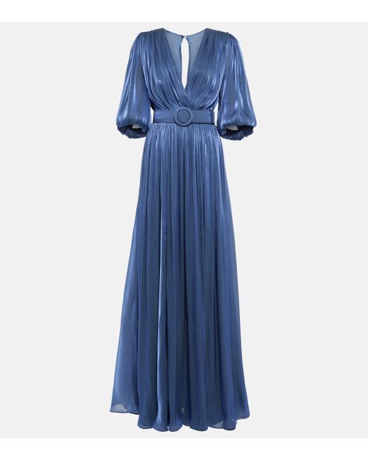 Costarellos Blue Brennie Iridescent Georgette Gown
