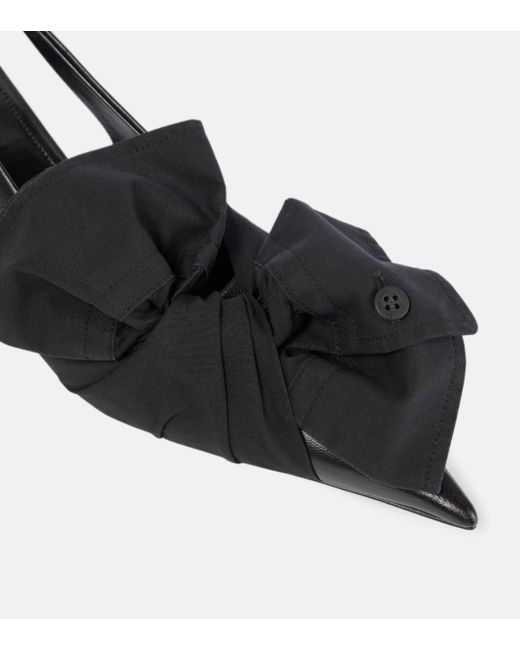 Balenciaga Black Bow-detail Leather Slingback Pumps