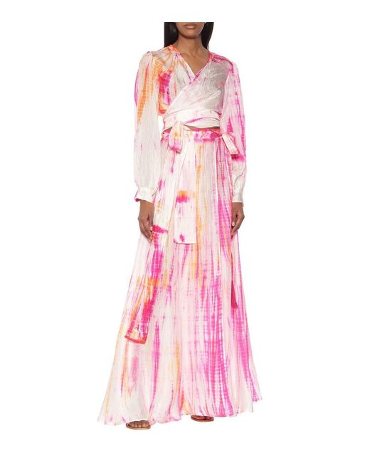 Falda Cara de seda efecto tie-dye Anna Kosturova de color Pink