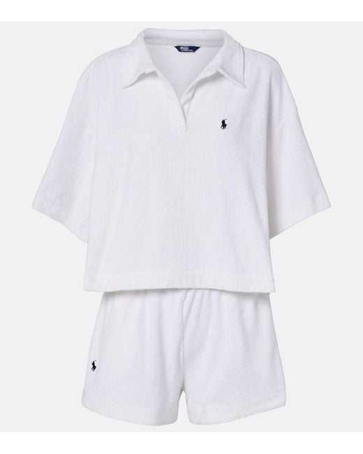 Polo Ralph Lauren White Cotton Terry Polo Shirt And Shorts Set