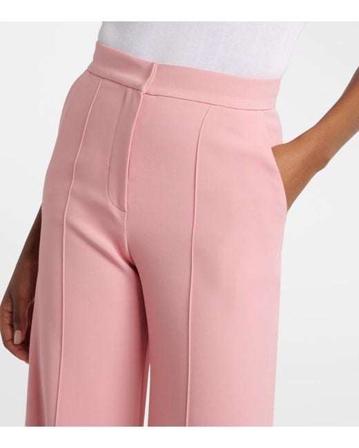 Elie Saab Pink High-Rise Cady Wide-Leg Pants