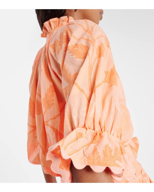 Juliet Dunn Orange Floral Cotton Shirt Dress