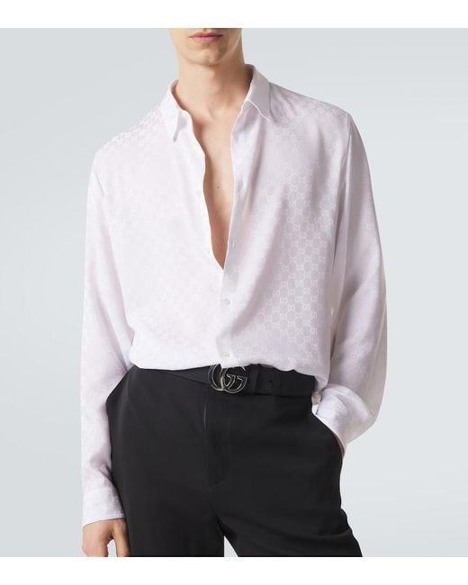 Gucci White Gg Silk Jacquard Shirt for men