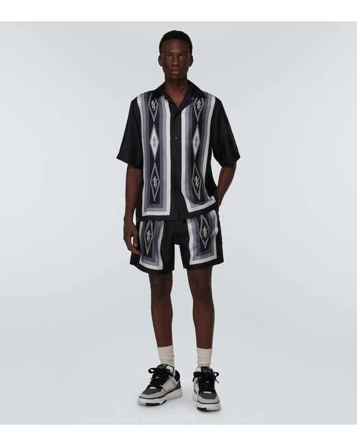 Amiri Black Diamond Silk Shorts for men