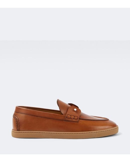 Christian Louboutin Brown Chambeliboat Leather Slip-On Shoes for men