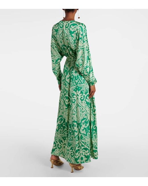 Abito Lungo Ilona Con Stampa di Poupette in Green