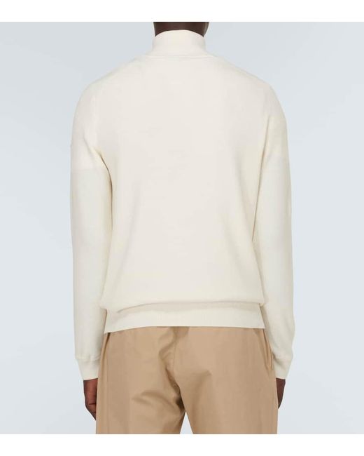 Moncler White Cotton And Cashmere Turtleneck Sweater for men