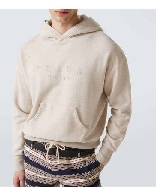 Sudadera Con Capucha De Algodon Prada de hombre de color White